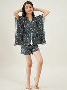 The Kaftan Company Shorts Set Girls Green Forest Print Kaftan Loungeset