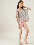 The Kaftan Company Shorts Set Girls Off White Ditsy Floral Loungeset