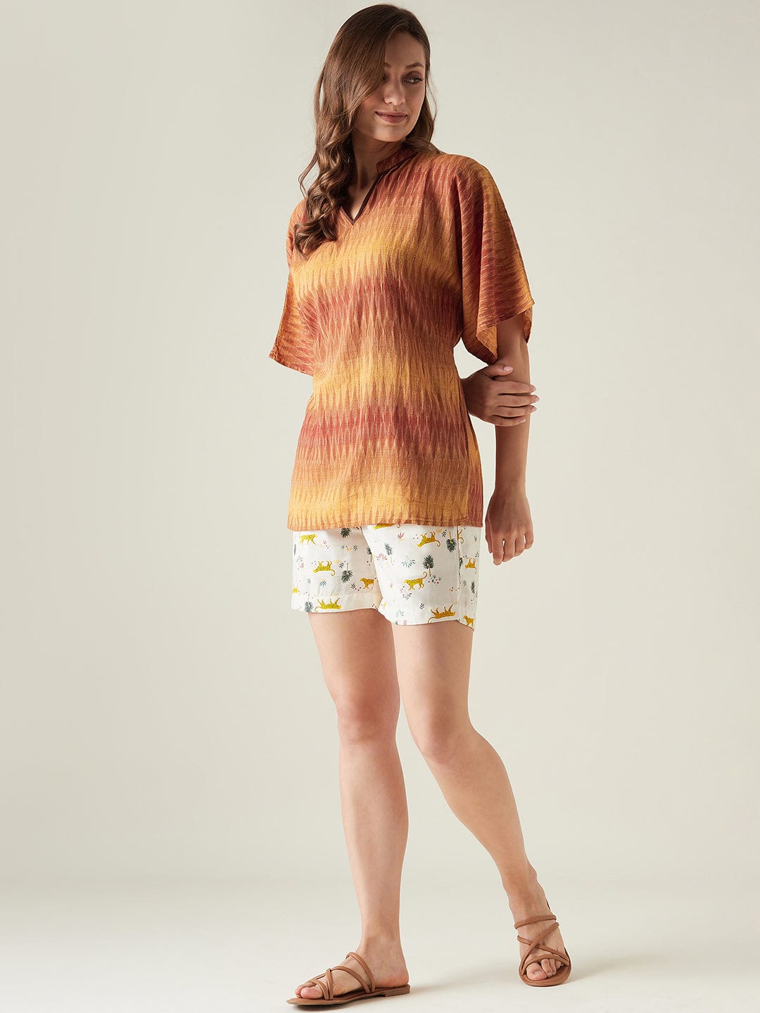 The Kaftan Company Shorts Set Ikat jungle top and shorts set