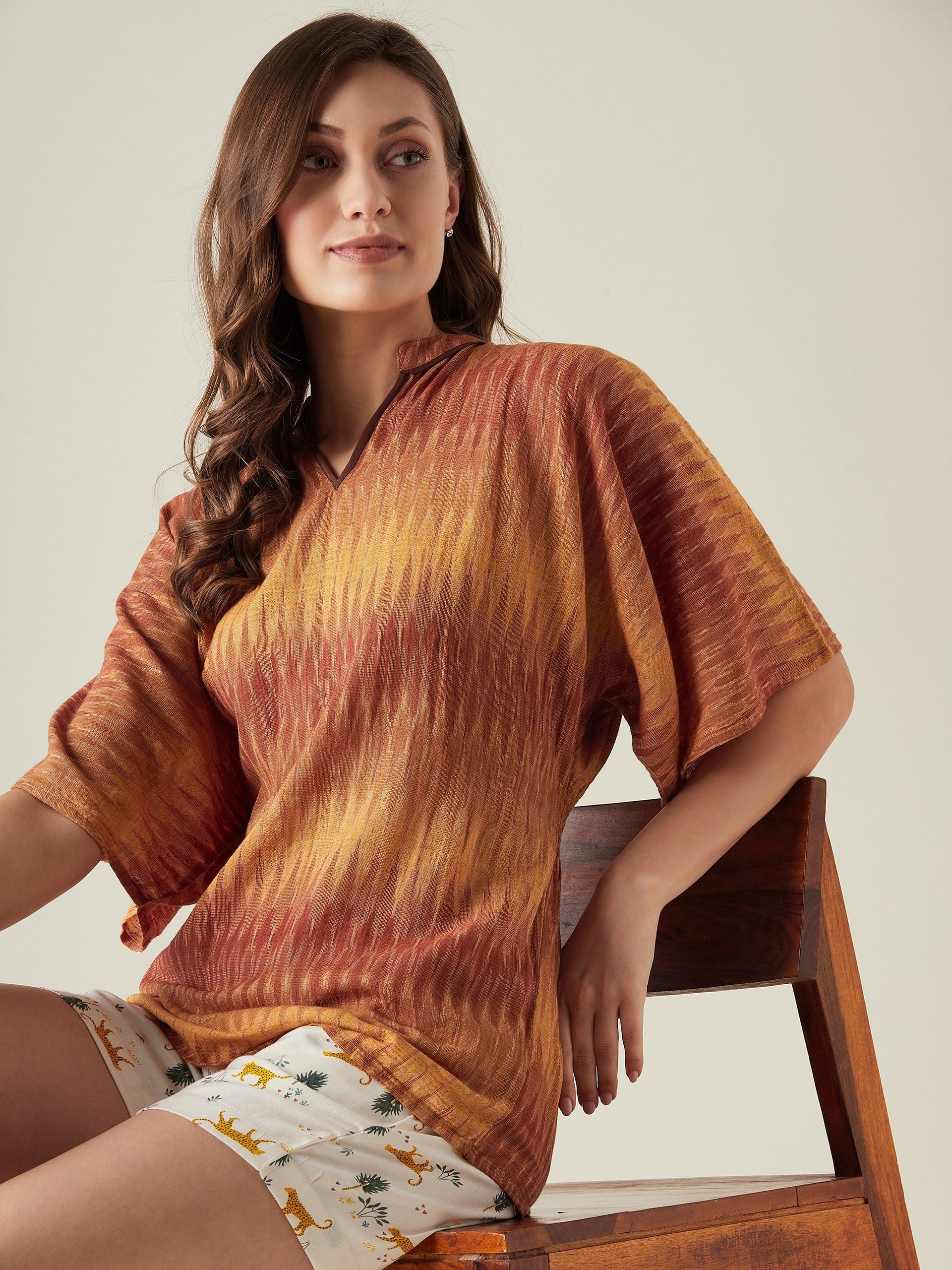 The Kaftan Company Shorts Set Ikat jungle top and shorts set