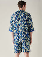 The Kaftan Company Shorts Set Mens Modal Supersoft Blue Floral Print Shorts Set