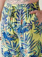 The Kaftan Company Shorts Set Mens Modal Supersoft Yellow Tropical Print Shorts Set