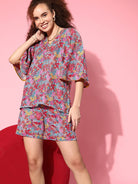 The Kaftan Company Shorts Set Pink Posy Kimono Short set