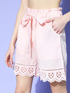 The Kaftan Company Shorts Set Pink Schiffli Cotton Kaftan & Shorts Set