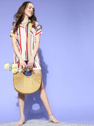 The Kaftan Company Shorts Set Red and White Striped Shirt and Shorts Set