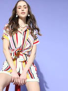The Kaftan Company Shorts Set Red and White Striped Shirt and Shorts Set