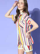 The Kaftan Company Shorts Set Red and White Striped Shirt and Shorts Set
