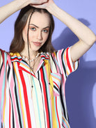 The Kaftan Company Shorts Set Red and White Striped Shirt and Shorts Set