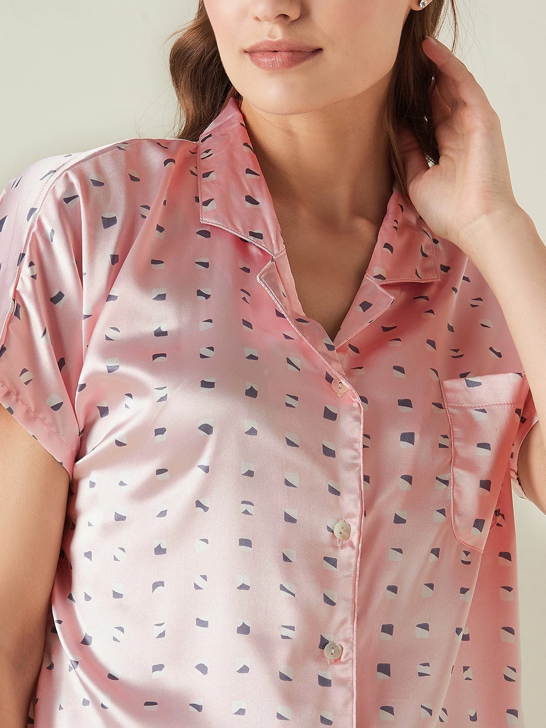 The Kaftan Company Shorts Set Rose quartz satin shorts set