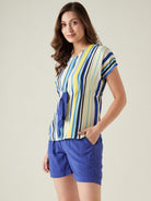 The Kaftan Company Shorts Set Striped blue top and shorts set