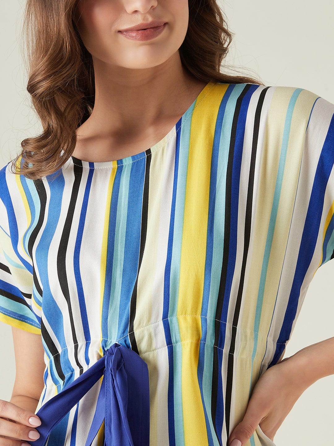 The Kaftan Company Shorts Set Striped blue top and shorts set