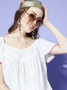 The Kaftan Company Shorts Set White Cotton Schiffli Wrap Shorts Set
