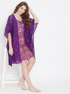 The Kaftan Company Sleep Gowns Purple Lace Kaftan Gownset - (Clearance - Final Sale)