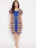 The Kaftan Company Sleep Gowns Rainbow Striped Short Gown Set - (Clearance - Final Sale)