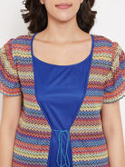 The Kaftan Company Sleep Gowns Rainbow Striped Short Gown Set - (Clearance - Final Sale)