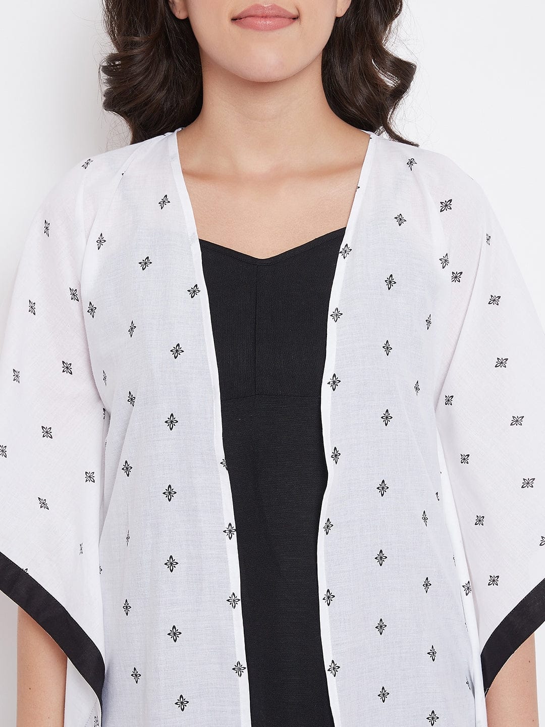 The Kaftan Company Sleep Gowns White Buti Printed Cotton Gown Set - (Clearance - Final Sale)