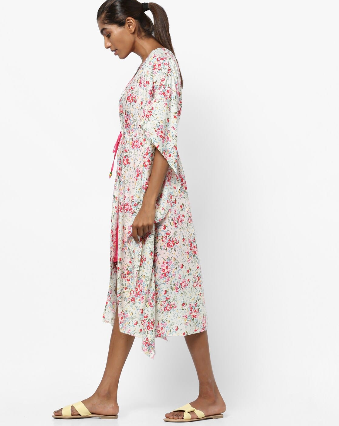 The Kaftan Company Sleep Gowns White Floral Print Gown Set