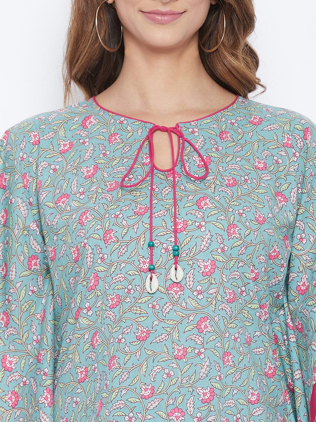 The Kaftan Company Tops Blue Liana Cotton Kaftan Top