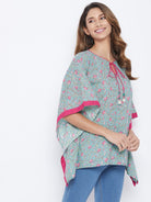 The Kaftan Company Tops Blue Liana Cotton Kaftan Top