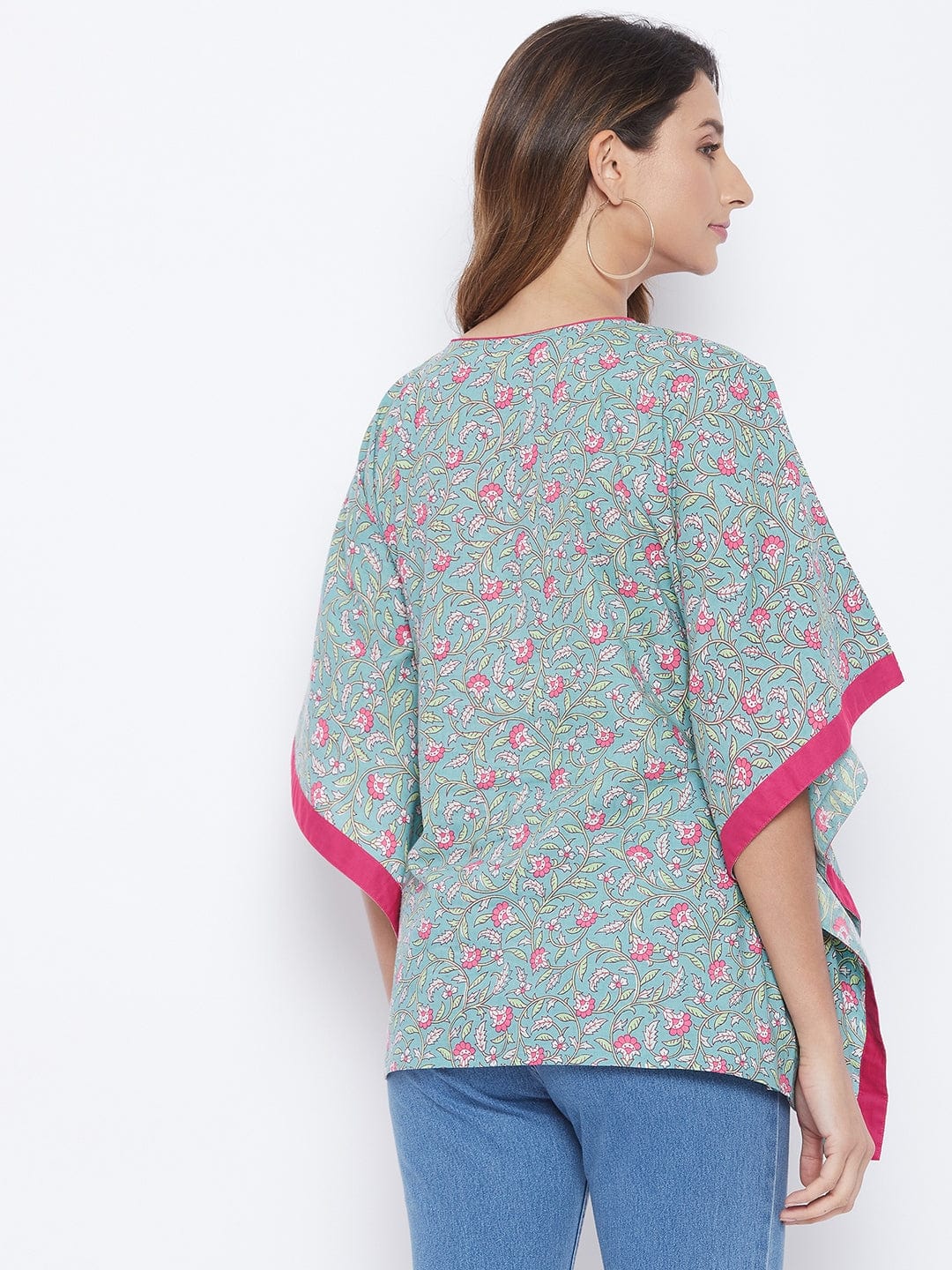The Kaftan Company Tops Blue Liana Cotton Kaftan Top
