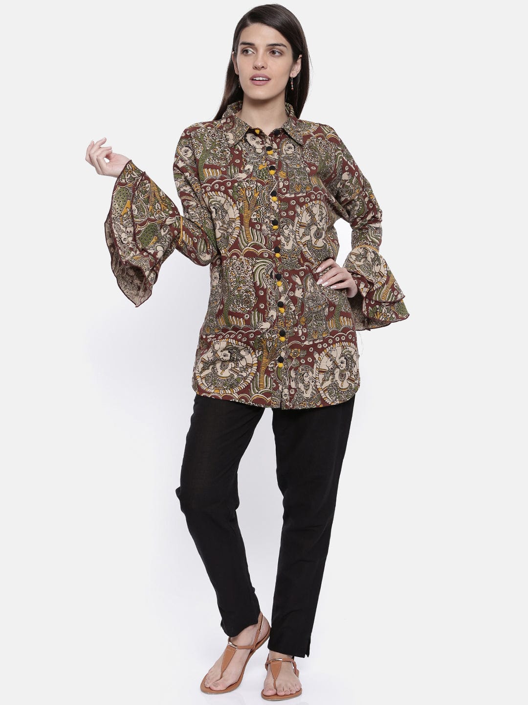 The Kaftan Company Tops Inked Murals Kalamkari Top - (Clearance - Final Sale)
