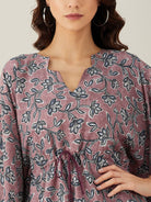 The Kaftan Company Tops Mauve Floral Vine Kaftan Top