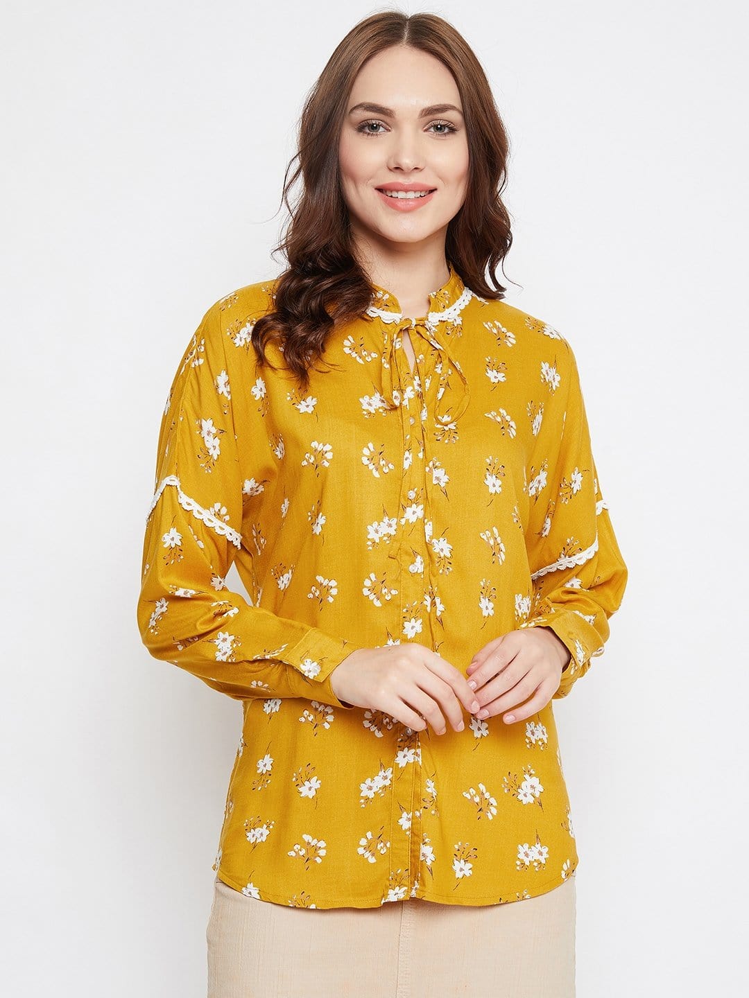 The Kaftan Company Tops MUSTARD BLOOM PRINTED TOP (Final Sale)