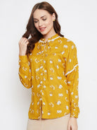 The Kaftan Company Tops MUSTARD BLOOM PRINTED TOP (Final Sale)