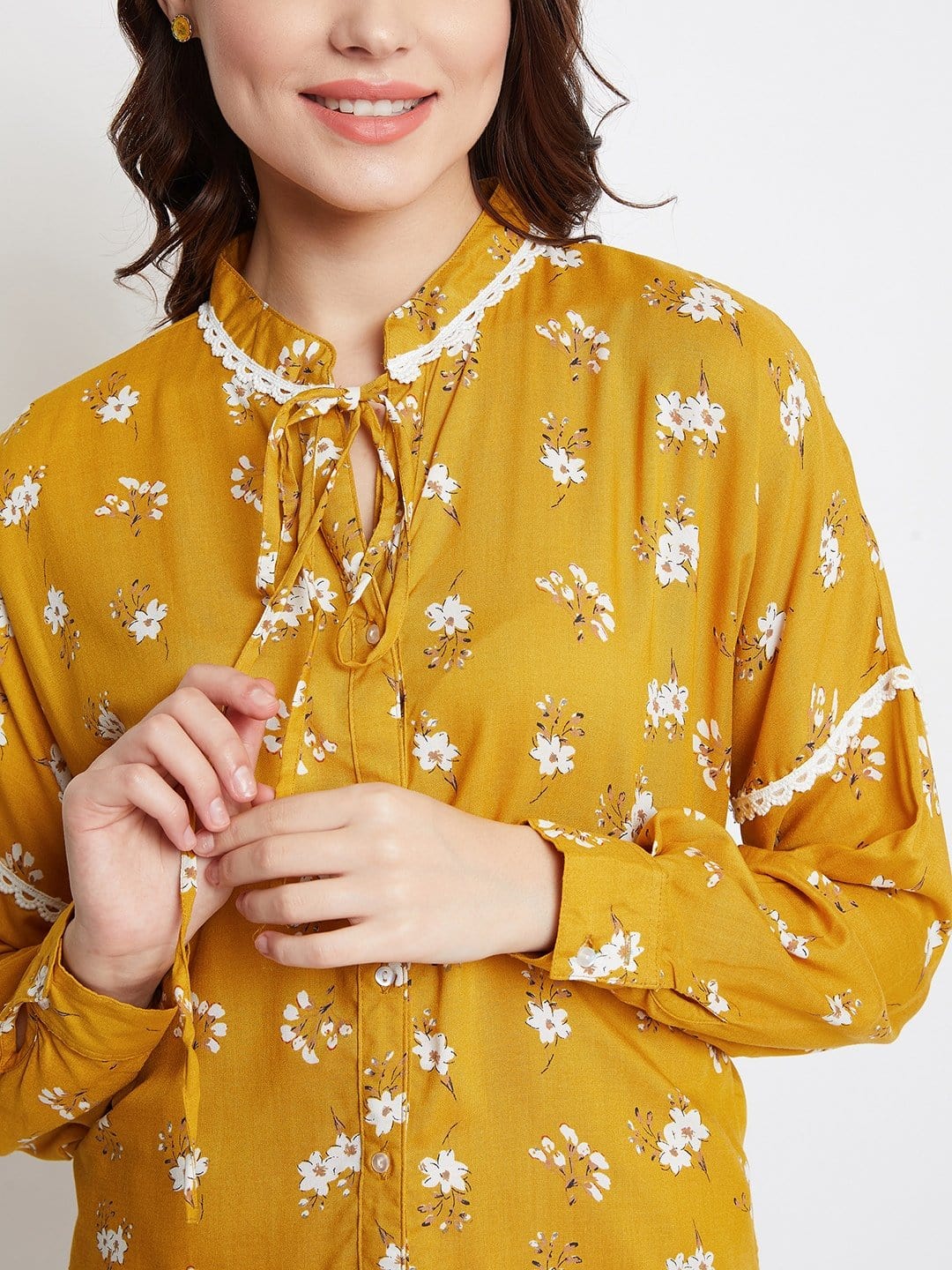The Kaftan Company Tops MUSTARD BLOOM PRINTED TOP (Final Sale)
