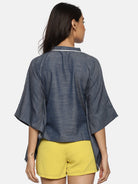 The Kaftan Company Tops Navy Blue Solid Chambray Kaftan Top - (Clearance - Final Sale)