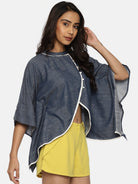 The Kaftan Company Tops Navy Blue Solid Chambray Kaftan Top - (Clearance - Final Sale)