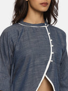 The Kaftan Company Tops Navy Blue Solid Chambray Kaftan Top - (Clearance - Final Sale)