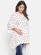 The Kaftan Company Tops Off-White Pineapple Printed Maternity Top