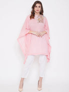 The Kaftan Company Tops Party Pink Zari Embroidery Georgette Kaftan - (Clearance - Final Sale)