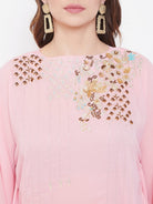The Kaftan Company Tops Party Pink Zari Embroidery Georgette Kaftan - (Clearance - Final Sale)