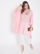 The Kaftan Company Tops Party Pink Zari Embroidery Georgette Kaftan - (Clearance - Final Sale)