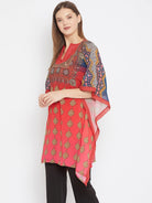 The Kaftan Company Tops Persian Printed Red Kaftan with Hand Embroidery - (Final Sale)
