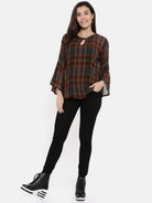 The Kaftan Company Tops PREMIUM WOOL CHECKS TOP WITH RUFFLE SLEEVES - (Clearance - Final Sale)