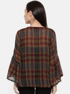 The Kaftan Company Tops PREMIUM WOOL CHECKS TOP WITH RUFFLE SLEEVES - (Clearance - Final Sale)