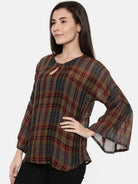 The Kaftan Company Tops PREMIUM WOOL CHECKS TOP WITH RUFFLE SLEEVES - (Clearance - Final Sale)
