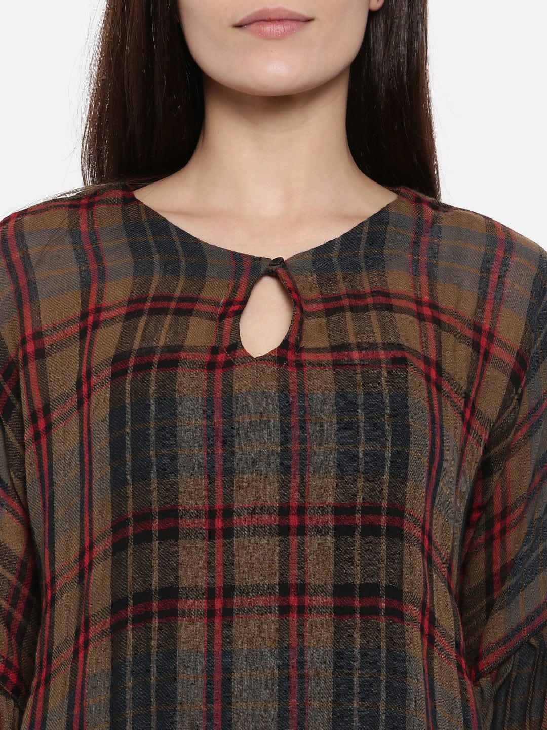 The Kaftan Company Tops PREMIUM WOOL CHECKS TOP WITH RUFFLE SLEEVES - (Clearance - Final Sale)