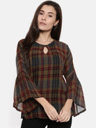 The Kaftan Company Tops PREMIUM WOOL CHECKS TOP WITH RUFFLE SLEEVES - (Clearance - Final Sale)