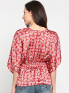 The Kaftan Company Tops Red Patterned Floral Kaftan Top - (Clearance - Final Sale)