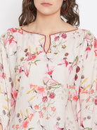 The Kaftan Company Tops White Flora Kaftan Top with Hand Embroidery