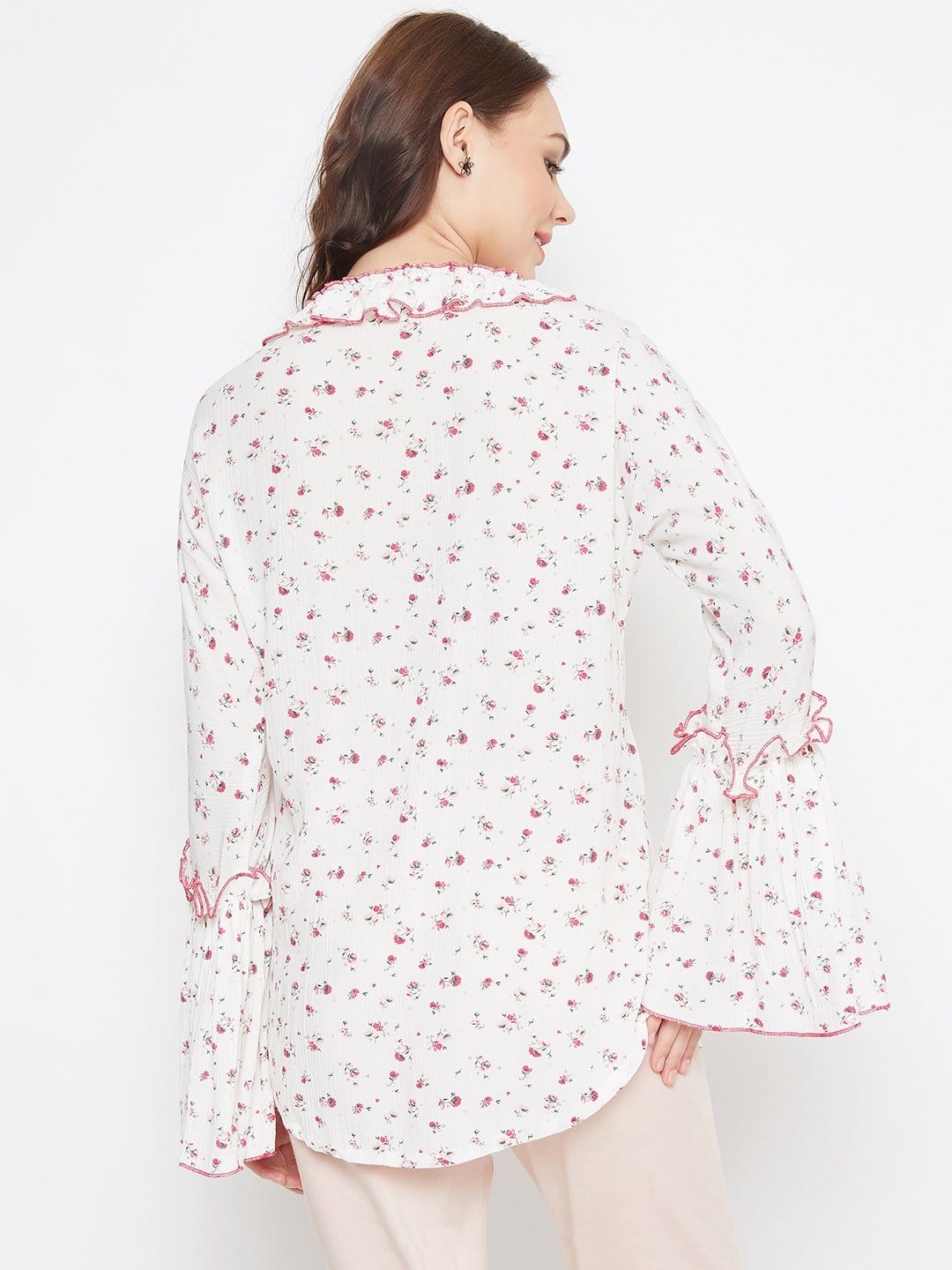 The Kaftan Company Tops WHITE FLORAL PRINTED TOP - (Clearance - Final Sale)