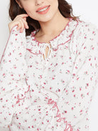 The Kaftan Company Tops WHITE FLORAL PRINTED TOP - (Clearance - Final Sale)