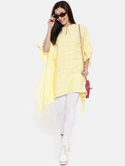 The Kaftan Company Tops Yellow Checked Cropped Wrap Top - (Clearance - Final Sale)