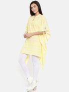The Kaftan Company Tops Yellow Checked Cropped Wrap Top - (Clearance - Final Sale)