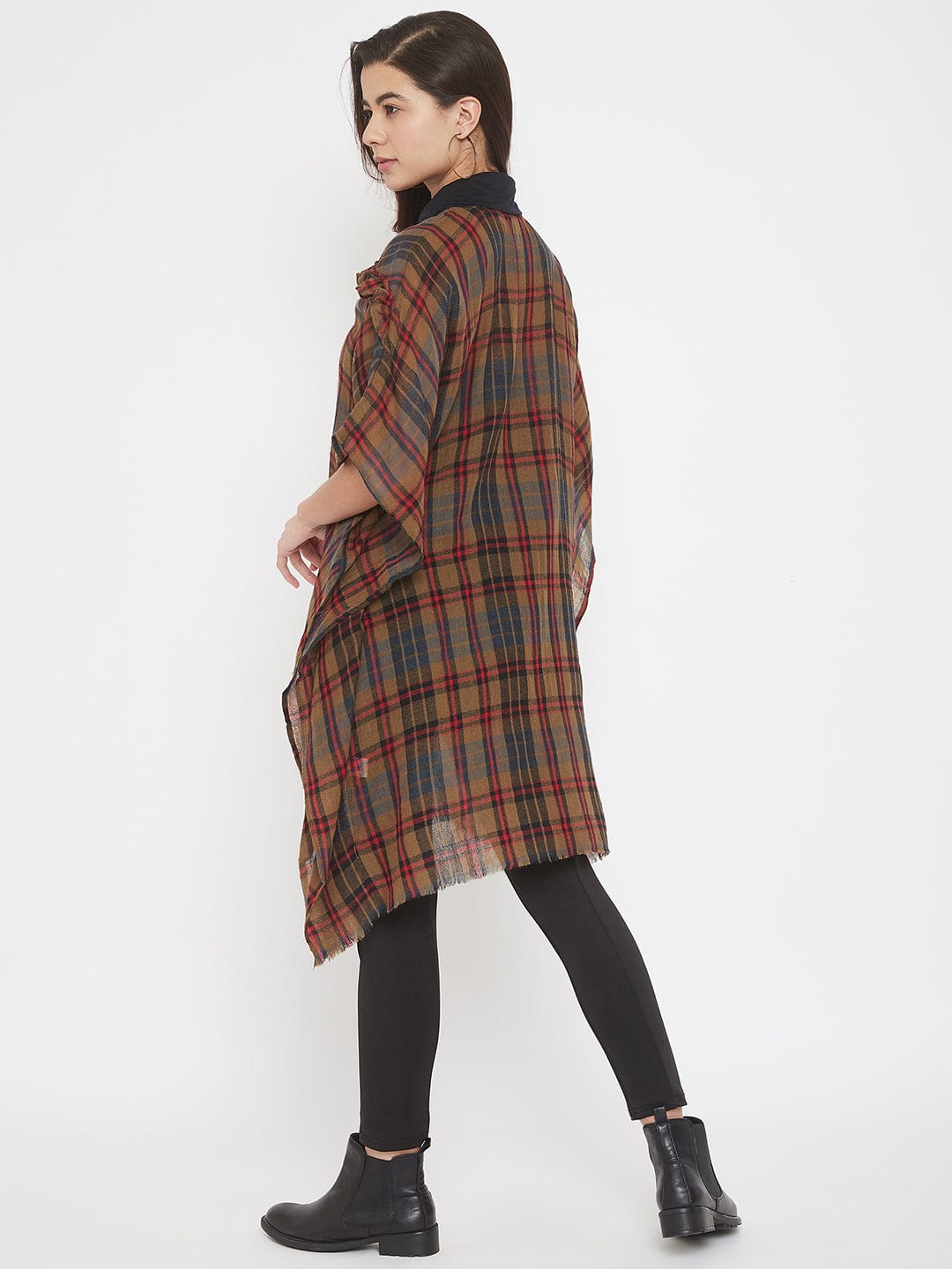 The Kaftan Company Tunics PREMIUM WOOL CHECKS  KAFTAN W/RUFFLES (Final Sale)