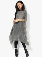 The Kaftan Company Tunics Premium Woollen Checks  Kaftan w/tie up neck